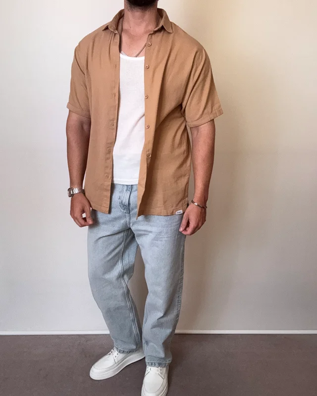 پیراهن کنفی کرم