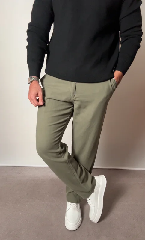 شلوار کنفی گرم بالا زیتونی