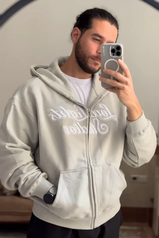 سوییشرت کلاه دار طوسی