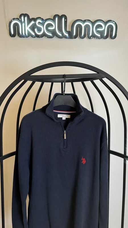 بافت نیم زیپ سرمه ای