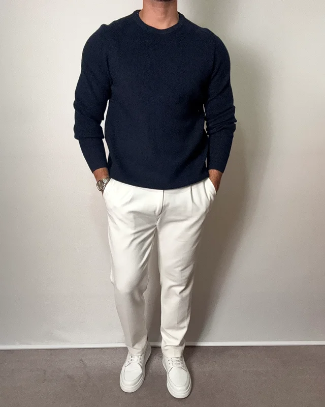 بافت یقه گرد سرمه ای