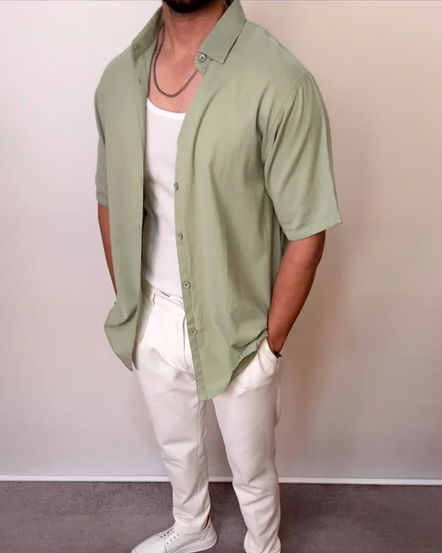 پیراهن لینن سبز پسته ای