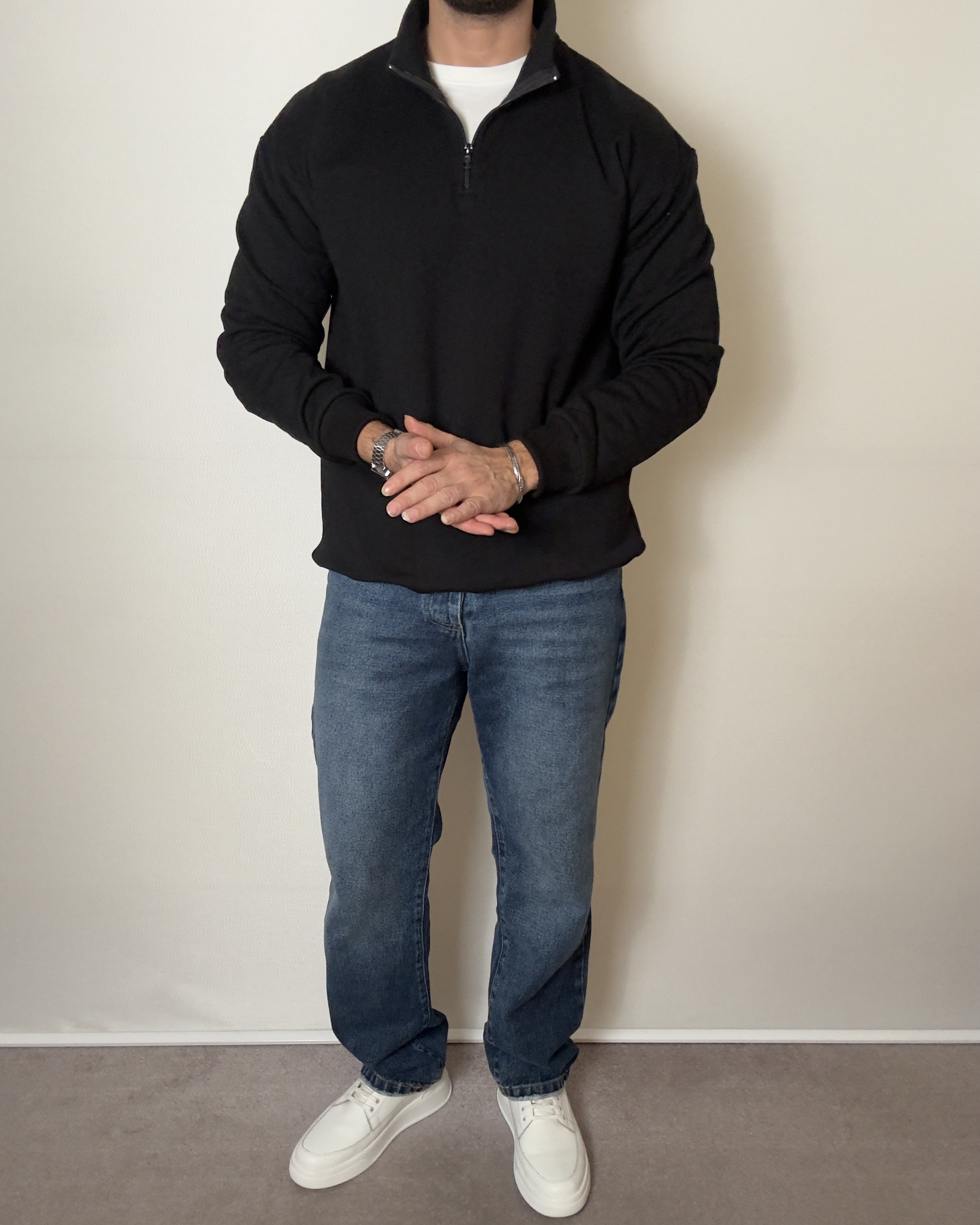 نیم زیپ سه نخ مشکی